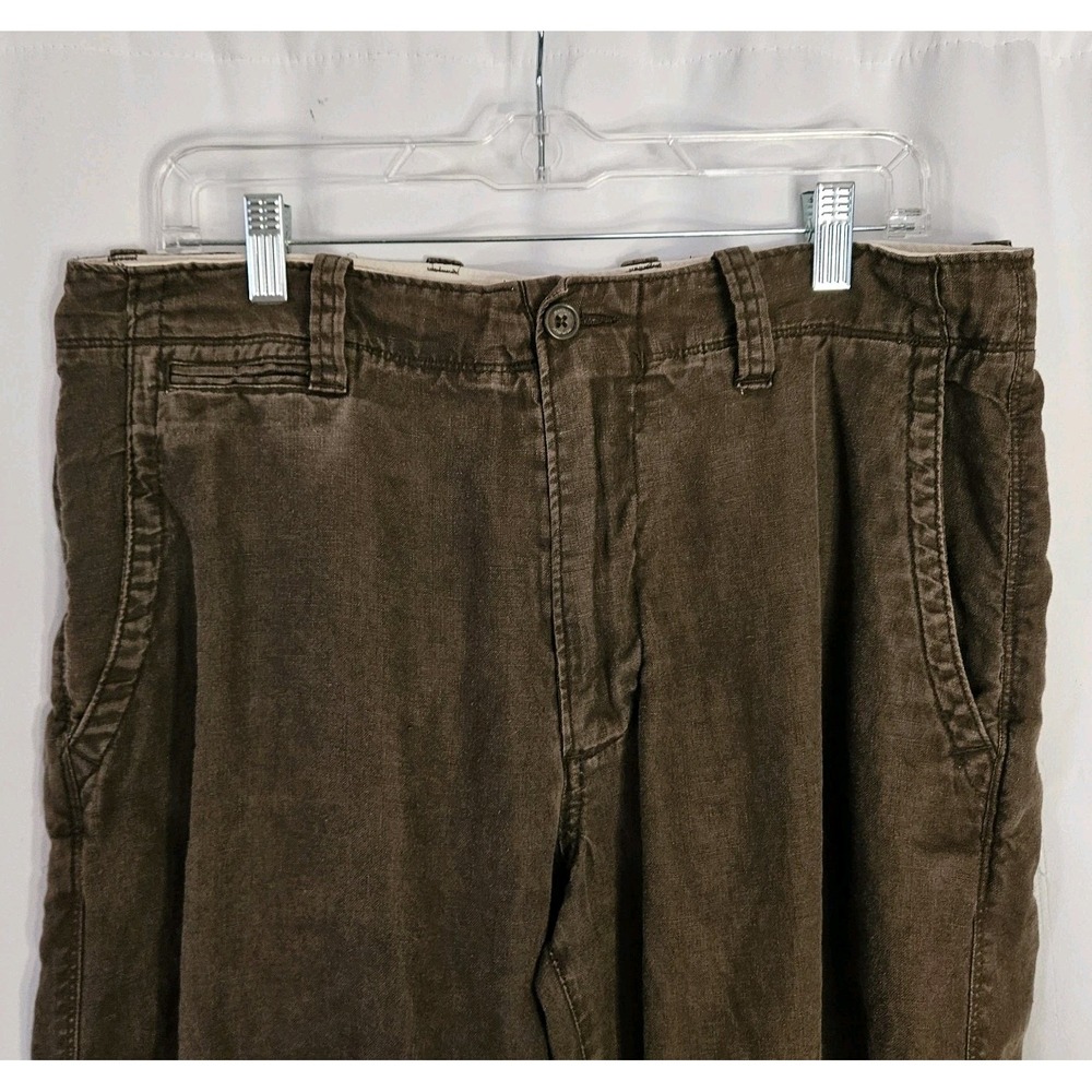 Banana Republic‎ Linen Pants Brown Relaxed Loose Fit 34x30 Mens Drawstring - Picture 2 of 11